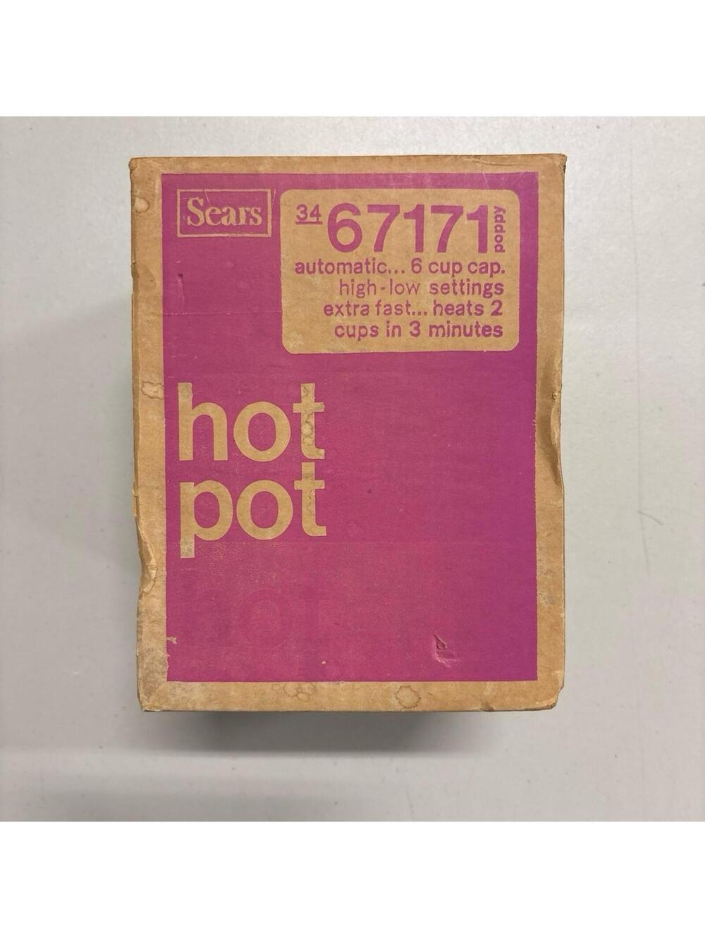Sealed Vintage 1970s Sears Hot Pot Electric 6 Cup Heater Model 67171
